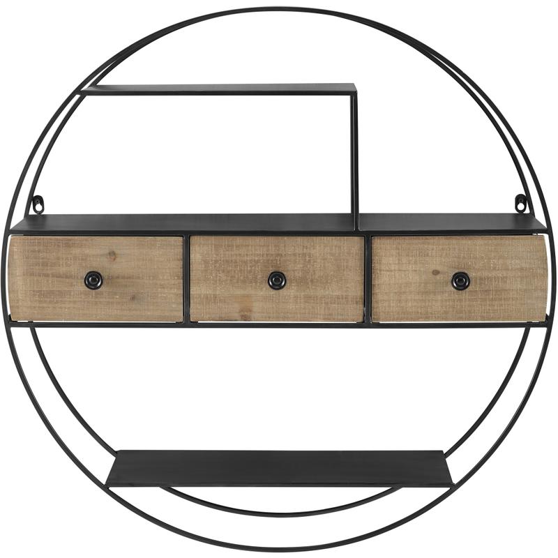 Linon Hurstfield Wall Shelf, 29-1/2inH x 29-1/2inW x 7-1/4inD, Black/Natural MPN:OFDP2205