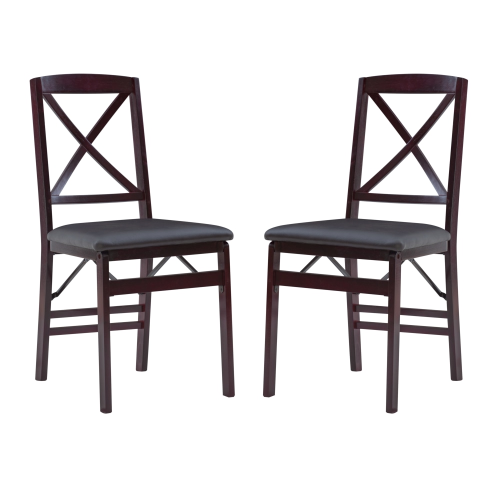 Linon Bradford X-Back Folding Chairs, Espresso, Set Of 2 Chairs MPN:OFDP1109