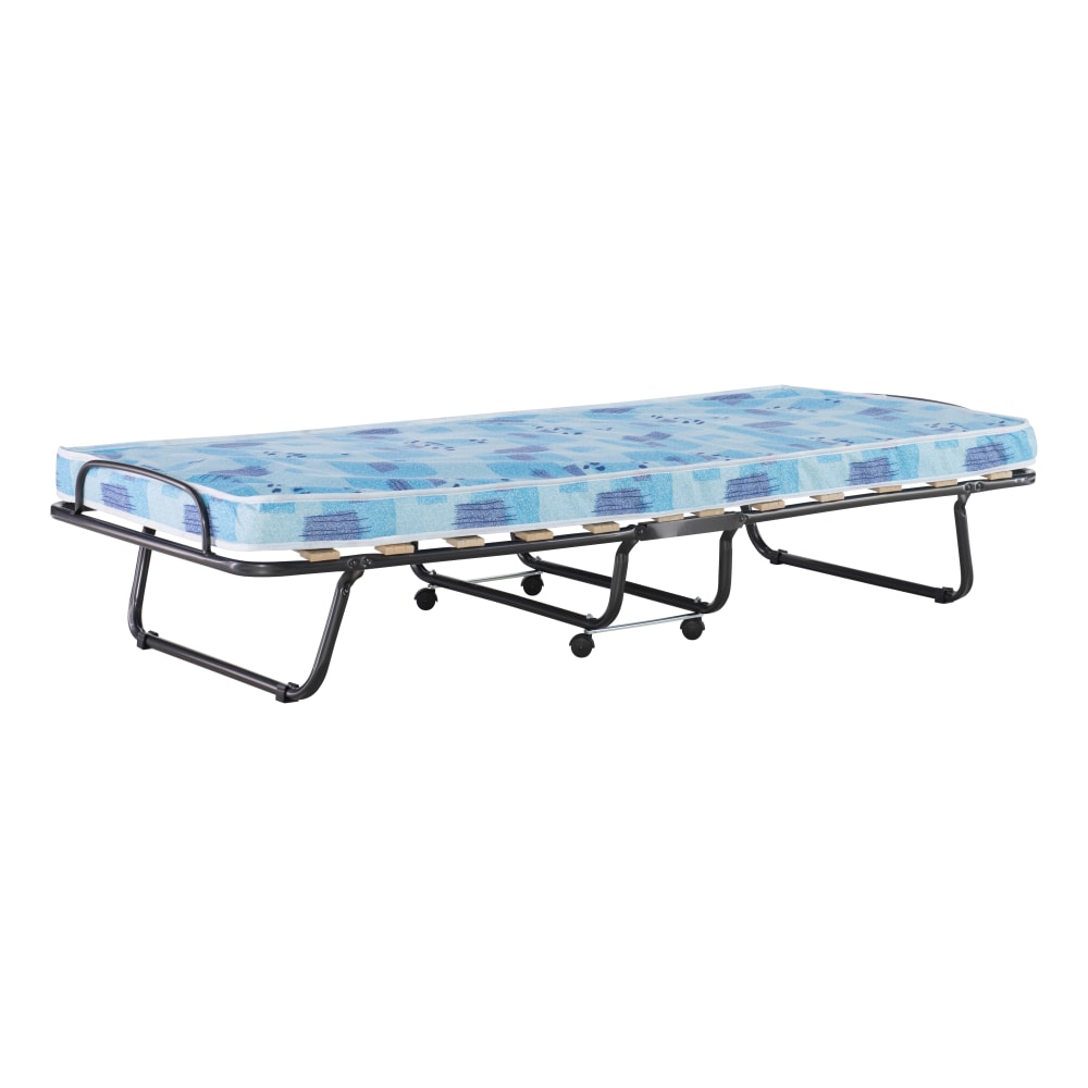 Linon Tilden Folding Bed, 15inH x 31-1/2inW x 74-13/16inD, Blue/White MPN:OFDP1263