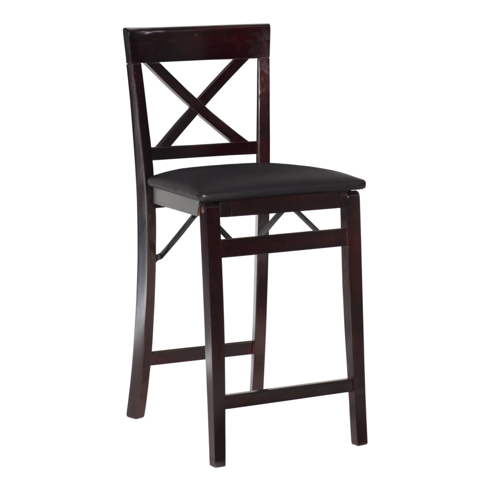 Linon Richland Faux Leather Folding Counter Stool, Espresso/Brown MPN:OFDP1115