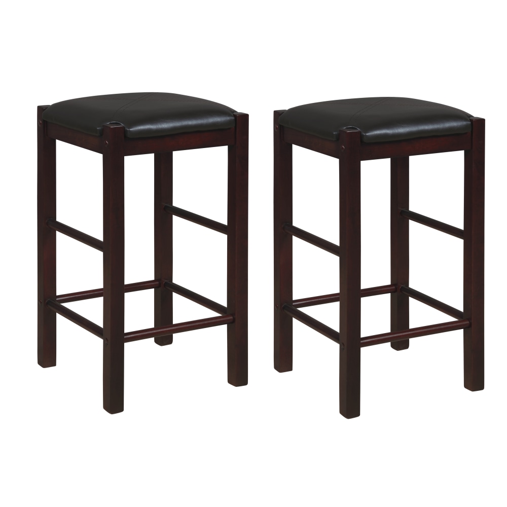 Linon Kent Backless Faux Leather Counter Stools, Espresso, Set Of 2 Stools MPN:OFDP2218