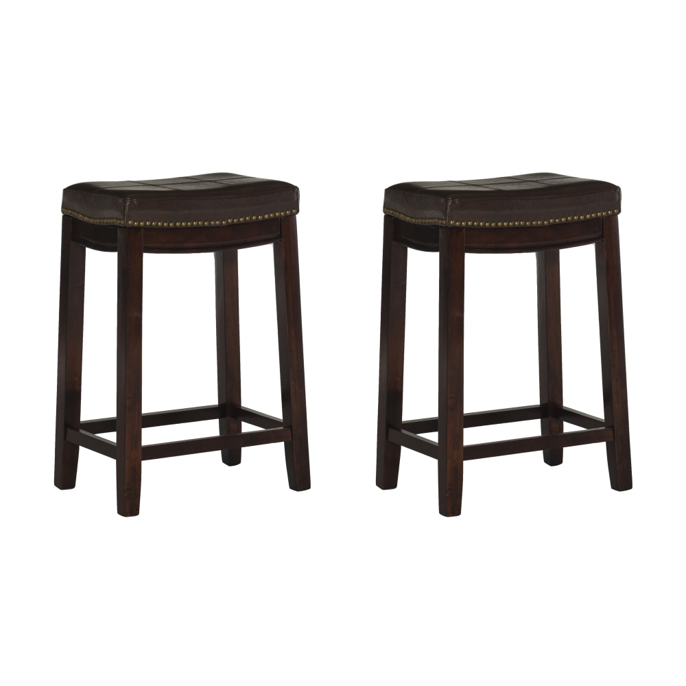 Linon Walker Counter Stools, Brown, Set Of 2 Stools MPN:OFDP2795