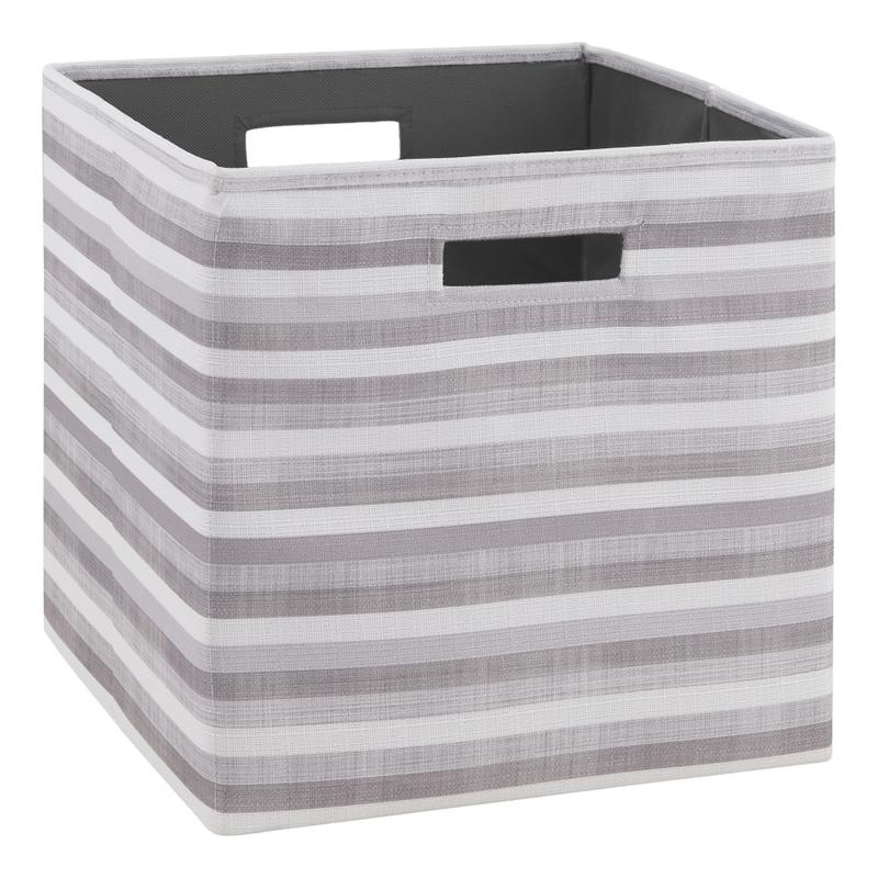 Linon Emmet Storage Bins, Medium Size, Gray Stripes, Pack Of 2 MPN:OFDP2109