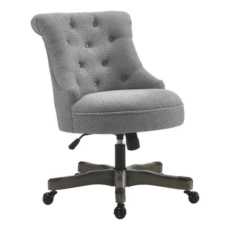 Linon Dallas Fabric Mid-Back Home Office Chair, Light Grey/Dark Walnut MPN:OFDP1232