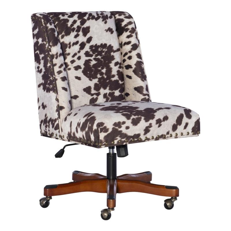 Linon Cooper Mid-Back Home Office Chair, Brown Cow/Walnut MPN:OFDP1241