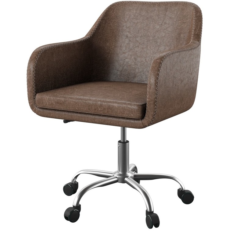 Linon Home Decor Products Ryker Fabric Mid-Back Home Office Chair, Rustic Brown/Silver MPN:OFDP1750
