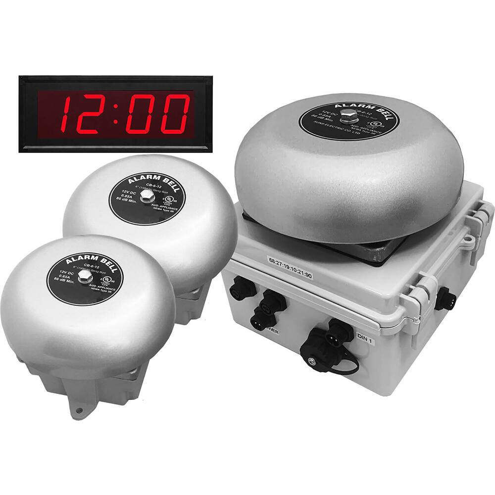 Bells, Horns & Sirens, Type: IP Bell Clock , Explosion Proof: No , Weatherproof: Yes , Vibrating: Yes , Voltage: 12V ac/Vdc  MPN:01-910-00084
