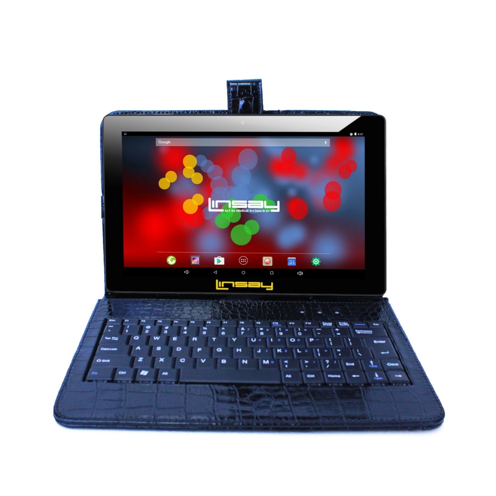 Linsay F10IPS Tablet, 10.1in Screen, 2GB Memory, 64GB Storage, Android 13, Black Crocodile Keyboard MPN:F10XIPSBKCOBLACK