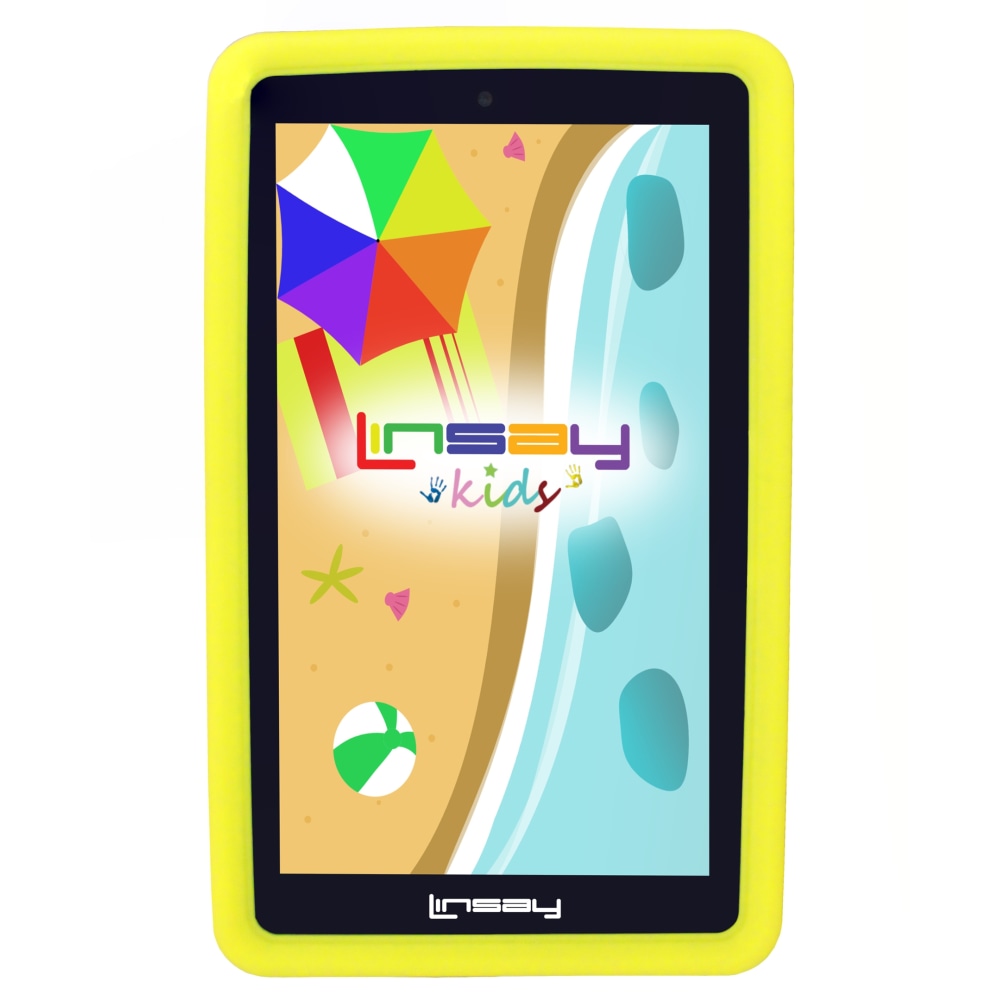 Linsay 7in Tablet, 2GB Memory, 64GB Storage, Android 13, Yellow Kids Case MPN:F7XHDKIDS