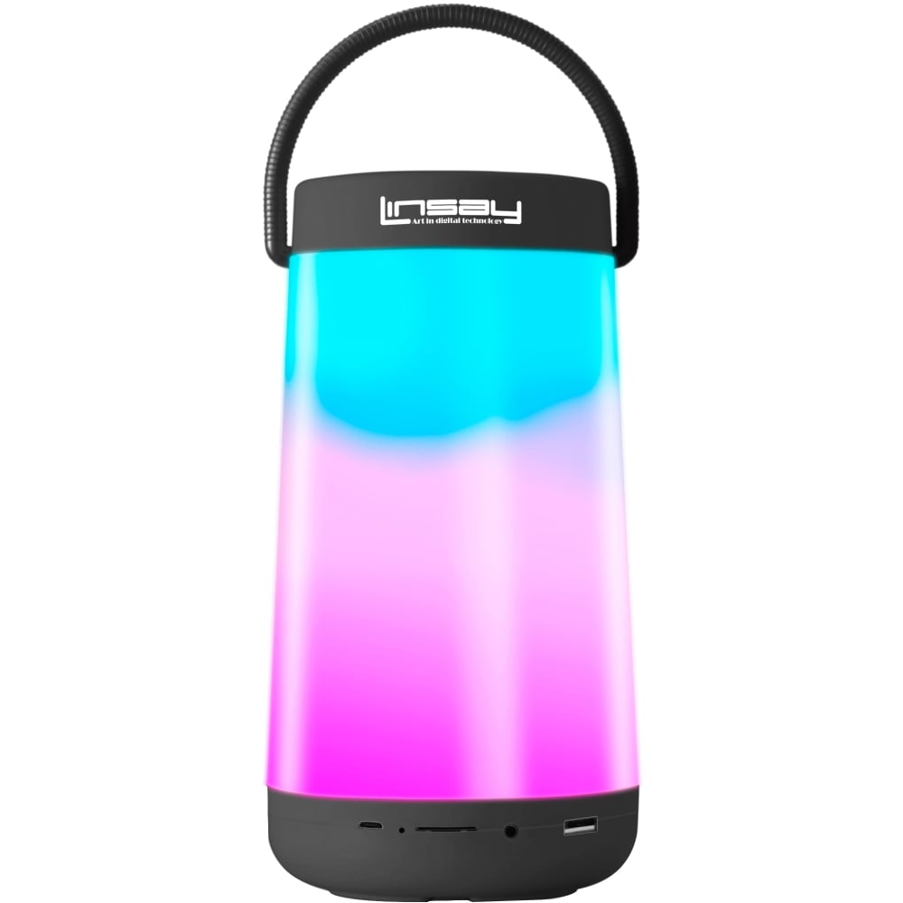 Linsay LED Light Show Indoor/Outdoor Portable Bluetooth Speaker, 9inH x 4inW x 3.5inD, Black, SLP-500CB MPN:SLP-500CB