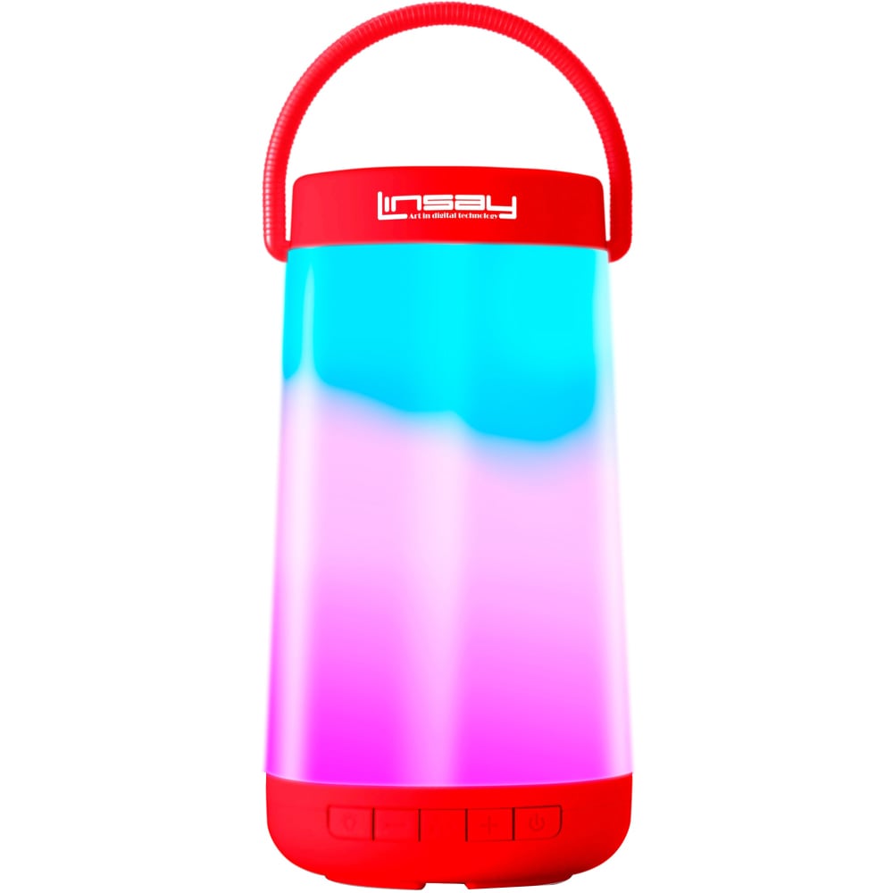 Linsay LED Light Show Indoor/Outdoor Portable Bluetooth Speaker, 9inH x 4inW x 3.5inD, Red, SLP-500CR MPN:SLP-500CR
