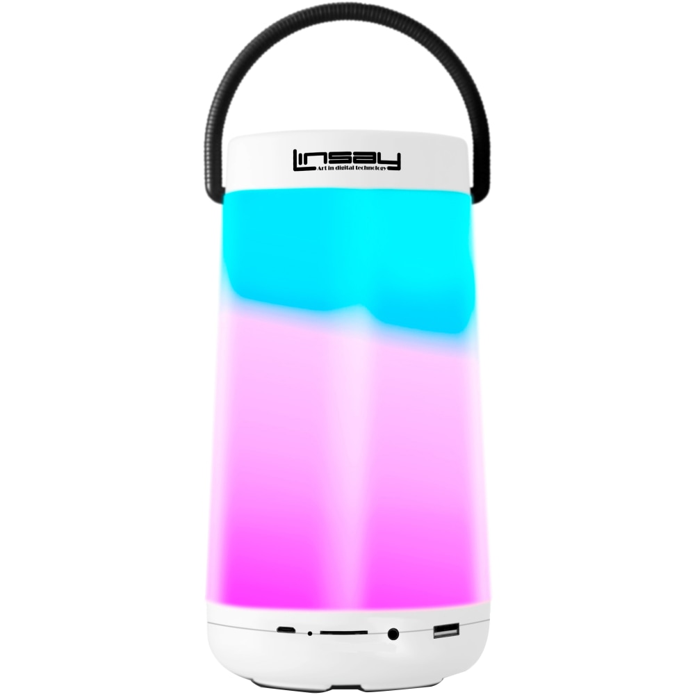Linsay LED Light Show Indoor/Outdoor Portable Bluetooth Speaker, 9inH x 4inW x 3.5inD, White, SLP-500CW MPN:SLP-500CW