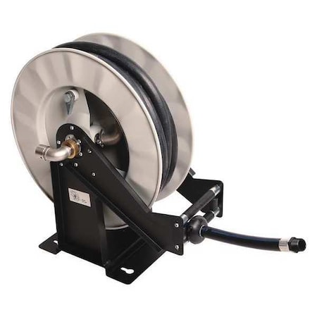 Spring Return Hose Reel, 3/4 in Hose Diameter, 50 ft Length, 852 psi Max. Pressure, Stainless Steel MPN:88402DEF-50
