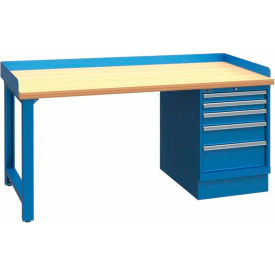 60x30x35.25 Cabinet & Leg workstation w 5 drawers back & end stops butcher block top XSWB20-60BT-BB