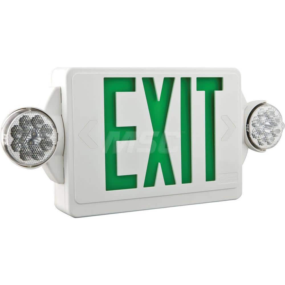 Combination Exit Signs, Mounting Type: Ceiling Mount, Surface Mount, Wall Mount , Number of Faces: 2 , Lamp Type: LED  MPN:186HU1