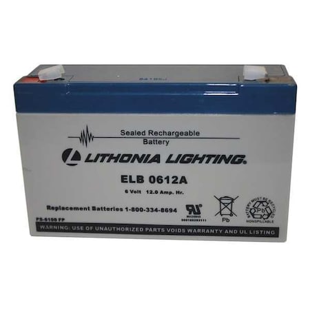 Battery, Lead Calcium, 6V, 12A/HR. MPN:ELB 0612A