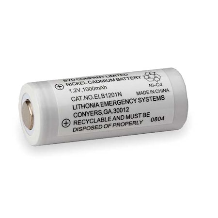 Battery, Nickel Cadmium, 1.2V, 1A/HR., Depth: 11/16 in MPN:ELB 1201N