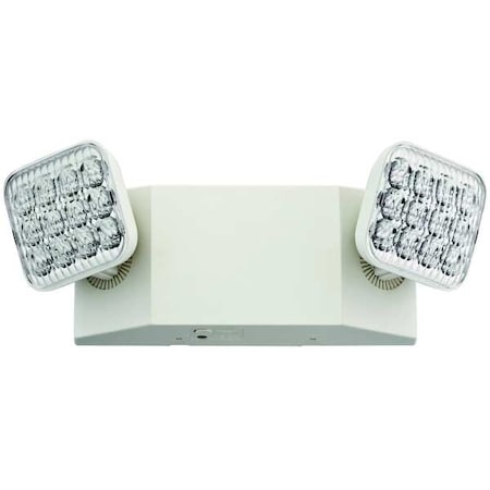 LED Emergency Light, Dual Lamp Head, Damp Location, UL Listed, White Housing MPN:EU2C LED