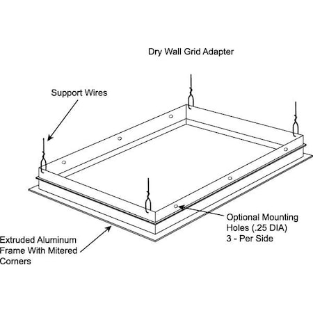 Drywall Grid Adapter Kit, 2 ft x 2 ft MPN:DGA22