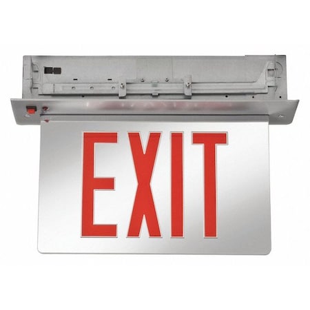 Edge-lit Exit Sign, Silver, 1 Face(s), LED, Recess Mount, Nickel Cadmium MPN:EDGRNY 1 R EL