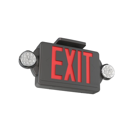 Exit Sign with Emergency Lights, Black, 1 Face(s), LED, Universal Mount MPN:LHQM LED B R M6