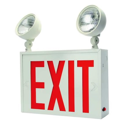 Exit Sign with Emergency Lights, White, 1 Face(s), LED, Flush Only Mount, Lead Calcium MPN:LHXNY W 1 R