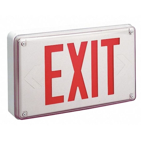 Exit Sign, White, 2 Face(s), LED, Universal Mount, Not Battery Powered MPN:LV S W 2 R 120/277 UM 4X
