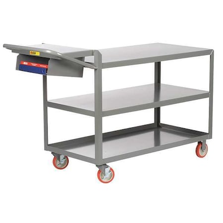 Order-Picking Utility Cart with Lipped & Flush Metal Shelves, Steel, 1, 200 lb Load Capacity MPN:3LG-2436-WS-P-BK
