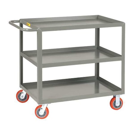 Utility Cart with Lipped Metal Shelves, Steel, 2, 000 lb Load Capacity, 3 Shelves, 65 1/2 in L MPN:3LGL-3060-6PY