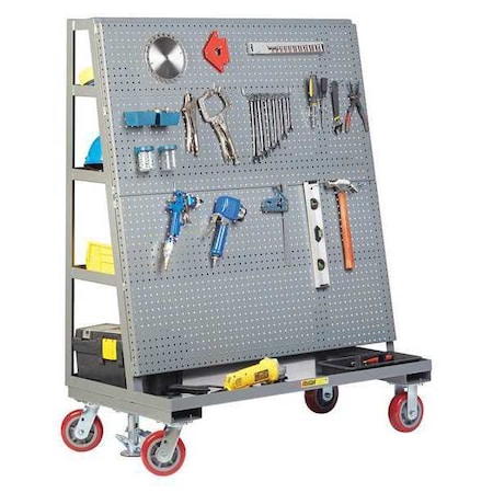 Mobile Pegboard, w/Back Shelves, 24 x 60