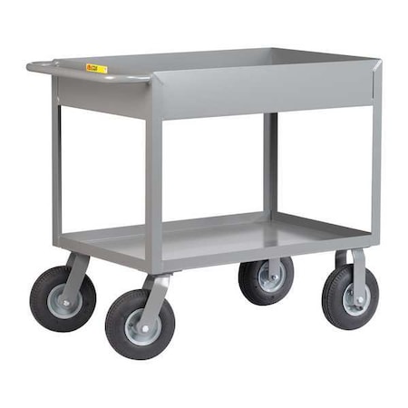 Utility Cart with Deep Lipped Metal Shelves, Steel, 1, 200 lb Load Capacity, 2 Shelves, 53 1/2 in L MPN:DS-2448-X6-9P