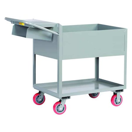 Order-Picking Utility Cart with Deep Lipped Metal Shelves, Steel, 3, 600 lb Load Capacity, 2 Shelves MPN:DS2448X126PYWSP