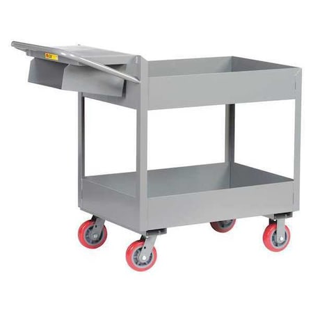Order-Picking Utility Cart with Deep Lipped Metal Shelves, Steel, 3, 600 lb Load Capacity, 2 Shelves MPN:DS2448X6-6PYWSP