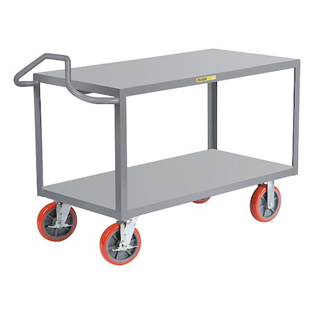 Raised Handle Utility Cart, 12 ga. Steel, 3, 600 lb Load Capacity, 53 1/2 in L, 30 in W, 42 in H MPN:ERG30488PYBK