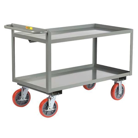 Utility Cart with Lipped Metal Shelves, Steel, 3, 600 lb Load Capacity, 2 Shelves, 53 1/2 in L MPN:GL-2448-8PYBK