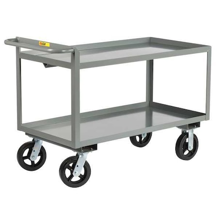 Raised Handle Utility Cart, Steel, 2, 000 lb Load Capacity, 2 Shelves, 53 1/2 in L, 30 in W MPN:GL30486MR