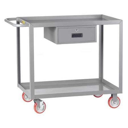 Utility Cart with Lipped Metal Shelves, Steel, 1, 200 lb Load Capacity, 2 Shelves, 53 1/2 in L MPN:LGL-2448-BK-DR