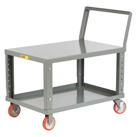 Raised Handle Utility Cart, Steel, 1, 200 lb Load Capacity, 2 Shelves, 35 in L, 18 in W MPN:LK18325PYBKAH