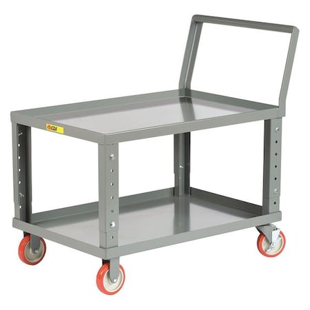 Adj. Low Deck Truck, 1200 lb., 24x36, Steel, 1, 200 lb Load Capacity, 2 Shelves, 39 in L, 24 in W MPN:LKL2436-5PYBKAH