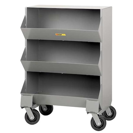 Steel Mobile Bin Cart, 20 in D x 45 1/2 in H x 32 in W, 3 Shelves, Gray MPN:MS1-1532-6PH