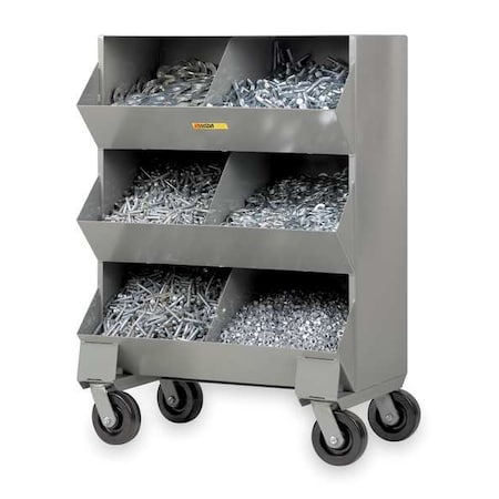 Steel Mobile Bin Cart, 20 in D x 45 1/2 in H x 32 in W, 3 Shelves, Gray MPN:MS2-1532-6PH