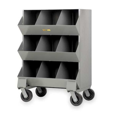 Steel Mobile Bin Cart, 20 in D x 45 1/2 in H x 32 in W, 3 Shelves, Gray MPN:MS3-1532-6PH