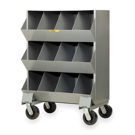Steel Mobile Bin Cart, 20 in D x 45 1/2 in H x 32 in W, 3 Shelves, Gray MPN:MS4-1532-6PH