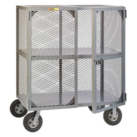 Dual-Latch Welded Mesh Security Cart with Fixed Shelves, 1, 500 lb Capacity, 33 in W x 49 in L x MPN:SC-3048-10SR