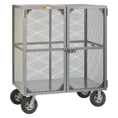 Dual-Latch Welded Mesh Security Cart with Fixed Shelves, 1, 500 lb Capacity, 33 in W x 49 in L x MPN:SCN-3048-10SR