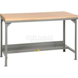 Little Giant® Welded Steel Workbench - Maple Butcher Block Top & Shelf - 48