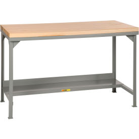 Little Giant® Welded Steel Workbench - Maple Butcher Block Top & Shelf - 48