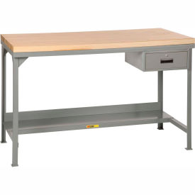 Little Giant® Welded Steel Workbench - Maple Butcher Block Top Drawer & Shelf 60 x 30 x 37-3/4 WSJ2-3060-36-DR