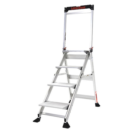 Folding Step, 4 Steps, 375 lb Load Capacity, 48 in Overall Height, Aluminum, Silver MPN:11904