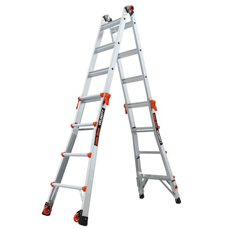 Aluminum Articulated Ladder-Ratchet Levelers, 139 in, Aluminum, 300 lb Load Capacity MPN:15417-801